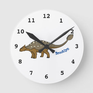Ankylosaurus armoured dinosaur illustration round clock