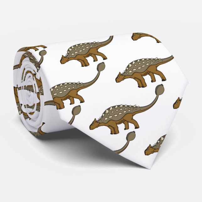 Ankylosaurus armoured dinosaur illustration tie (Rolled)