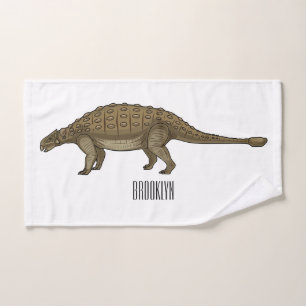 Ankylosaurus cartoon illustration  bath towel set