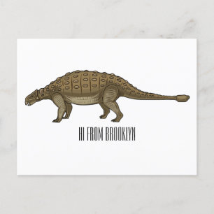 Ankylosaurus cartoon illustration  postcard