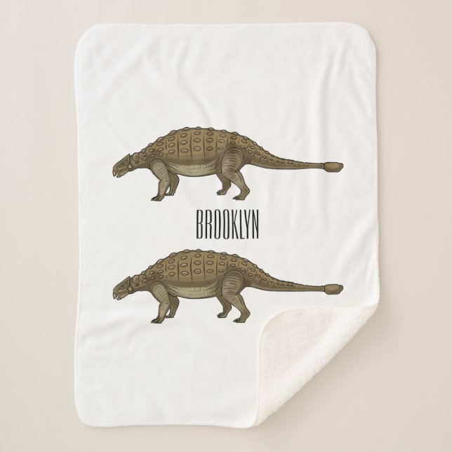 Ankylosaurus cartoon illustration sherpa blanket (Front)