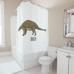 Ankylosaurus cartoon illustration  shower curtain