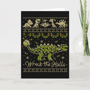 Ankylosaurus Dinosaur Christmas Sweater  Card