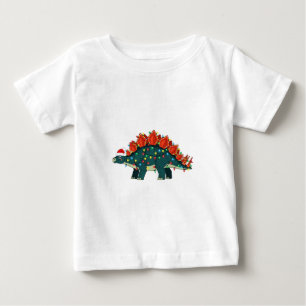 Ankylosaurus Dinosaur Santa Hat Christmas Lights Baby T-Shirt