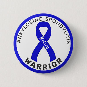 Ankylosing Spondylitis Warrior Ribbon White Button