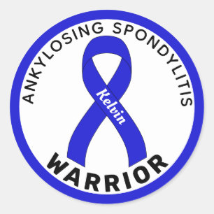 Ankylosing Spondylitis Warrior Ribbon White Classic Round Sticker