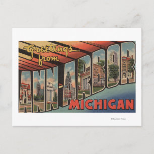 Ann Arbor, Michigan - Large Letter Scenes Postcard