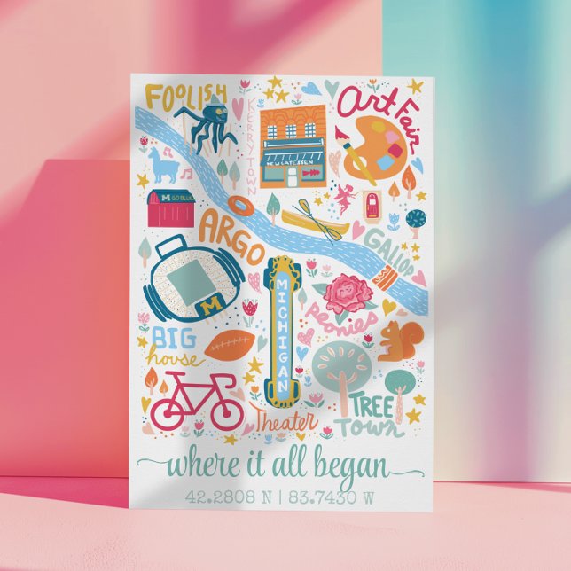 Ann Arbor Michigan Map Custom Coordinates  Poster (Creator Uploaded)