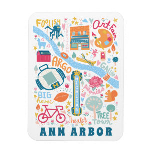 Ann Arbor Michigan Map Favourite Things Magnet