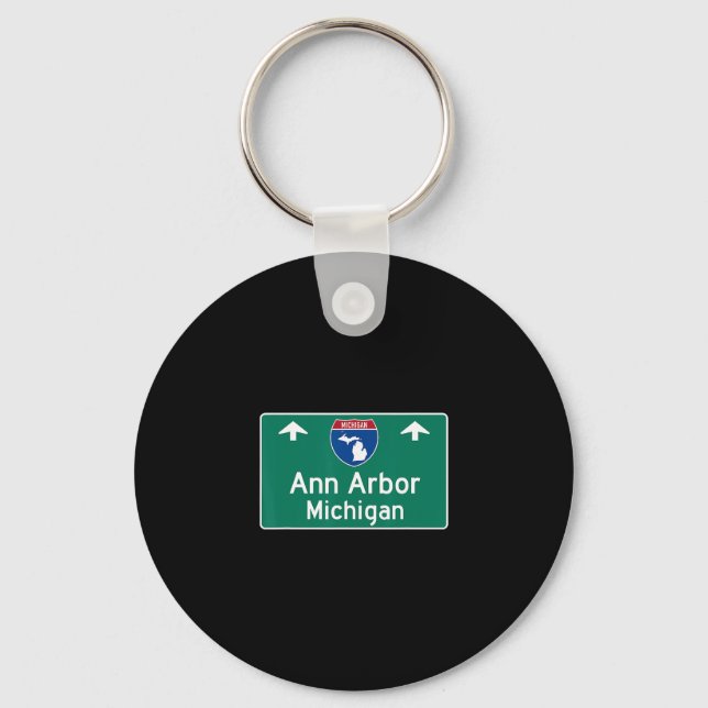 Ann Arbor Michigan Mi Interstate Highway Vacation  Key Ring (Front)