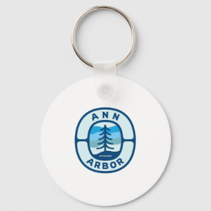 Ann Arbor Michigan Mi Retro Winter Forest Souvenir Key Ring