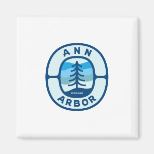 Ann Arbor Michigan Mi Retro Winter Forest Souvenir Magnet