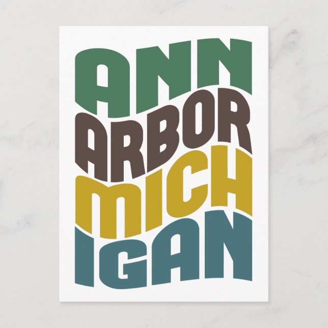 Ann Arbor Michigan Retro Wave Postcard (Front)
