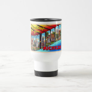 Ann Arbor Michigan Vintage Large Letter Postcard Travel Mug