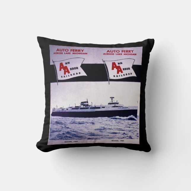 Ann Arbor Railroad Auto Ferry Lake Michigan Cushion (Front)
