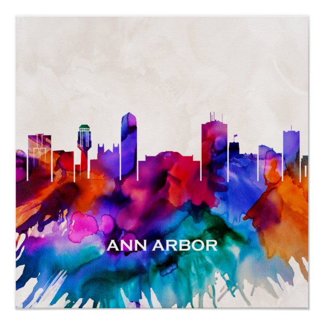 Ann Arbor Skyline Poster (Front)