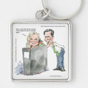 Ann Romney In A Binder Funny Gifts Tees & Cards Key Ring