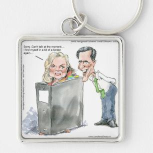 Ann Romney In A Binder Funny Gifts Tees & Cards Key Ring