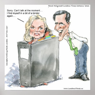 Ann Romney In A Binder Poster