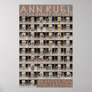 Ann Ruel Pottery - States Mug Collection Poster