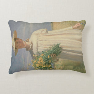 Anna Ancher returning from Flower Picking, 1902 Decorative Cushion