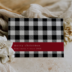 ANNA Black Plaid Farmhouse Family Merry Christmas Holiday Card