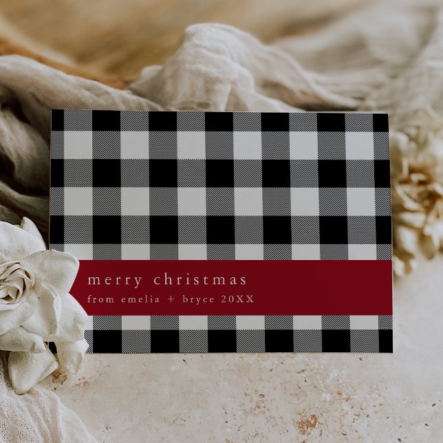 ANNA Black Plaid Farmhouse Family Merry Christmas Holiday Card (ANNA Black Plaid Farmhouse Family Merry Christmas Holiday Card)