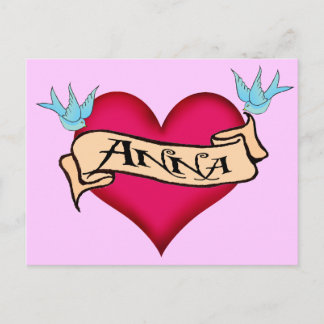 Anna - Custom Heart Tattoo T-shirts & Gifts Postcard
