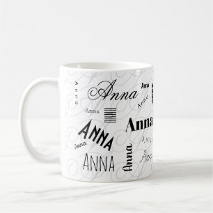 Anna Custom Name Black White Coffee Mug