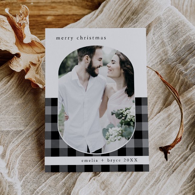 ANNA Grey Buffalo Plaid Family Photo Christmas Holiday Card (ANNA Gray Buffalo Plaid Family Photo Christmas Holiday Card)