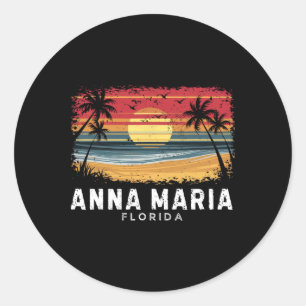 Anna Maria Beach Florida Surfboard Beach Classic Round Sticker