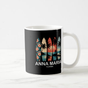 Anna Maria Beach Florida Surfboard Surfing Retro Coffee Mug
