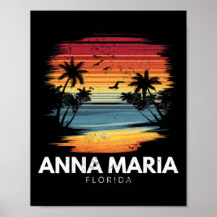 Anna Maria Beach Florida Surfboard Surfing Vintage Poster