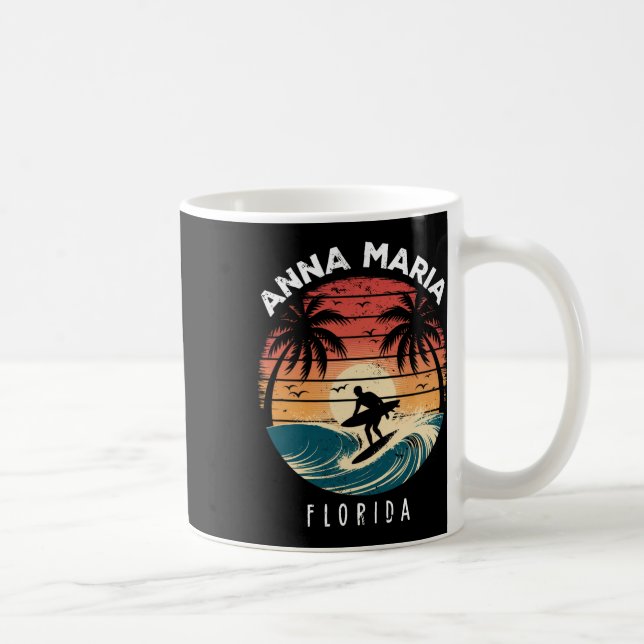 Anna Maria Beach Florida Surfboard Waves Beach  Coffee Mug (Right)