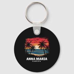 Anna Maria Beach Florida Surfboarder Palm Tree Sou Key Ring