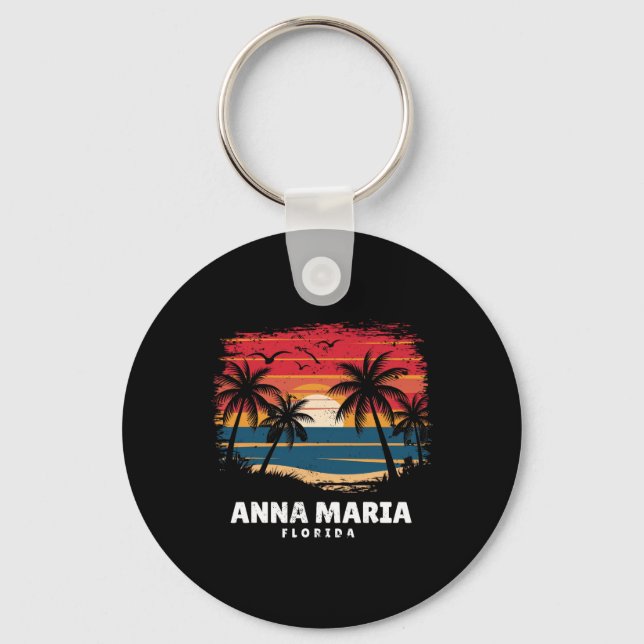 Anna Maria Beach Florida Surfboarder Palm Tree Sou Key Ring (Front)