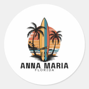 Anna Maria Beach Florida Surfing Surfer Classic Round Sticker