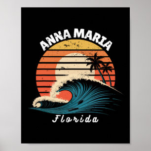 Anna Maria Beach Florida Women Men Surfboarding Poster