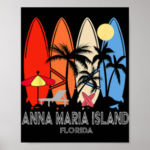 Anna Maria Island Beach Florida Retro Surfboard Vi Poster