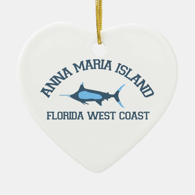 Anna Maria Island - Fishing Design. Ceramic Tree Decoration (Front)