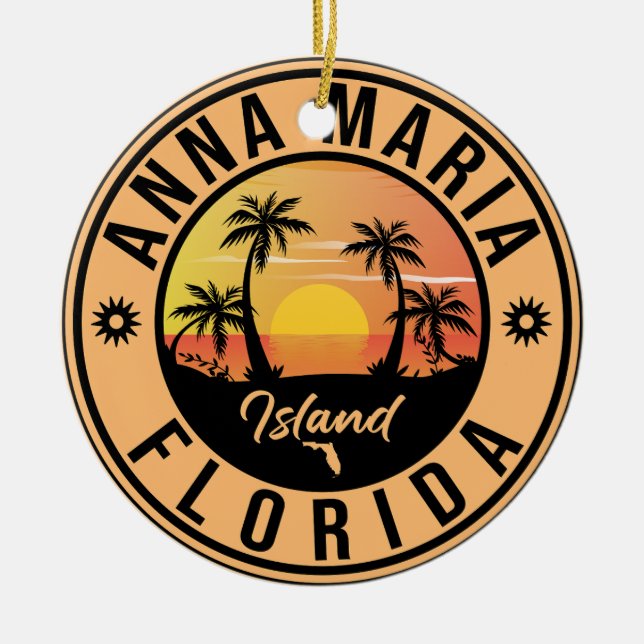 Anna Maria island Florida Beach Retro Souvenir Ceramic Ornament (Front)