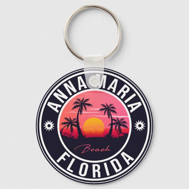 Anna Maria island Florida Beach Retro Souvenir Key Ring (Front)