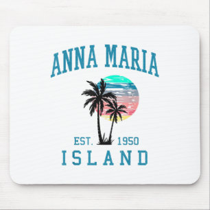 Anna Maria Island Florida Vintage Beach Palm Trees Mouse Pad