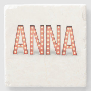 Anna Marquee Lights Stone Coaster