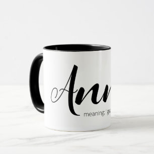 ANNA Name Meaning Minimal Modern Black Text Girls  Mug