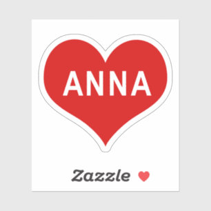 ANNA NAME Red Love Heart Vinyl Sticker