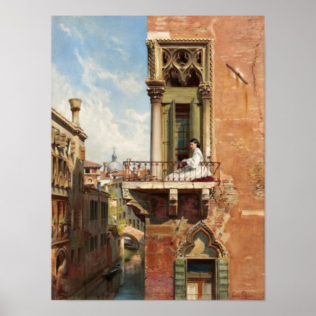 Anna Passini on the Balcony by Ludwig Passini Poster (Front)