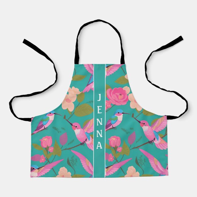 Anna’s Hummingbird Pastel Colourful Custom Pattern Apron (Front)