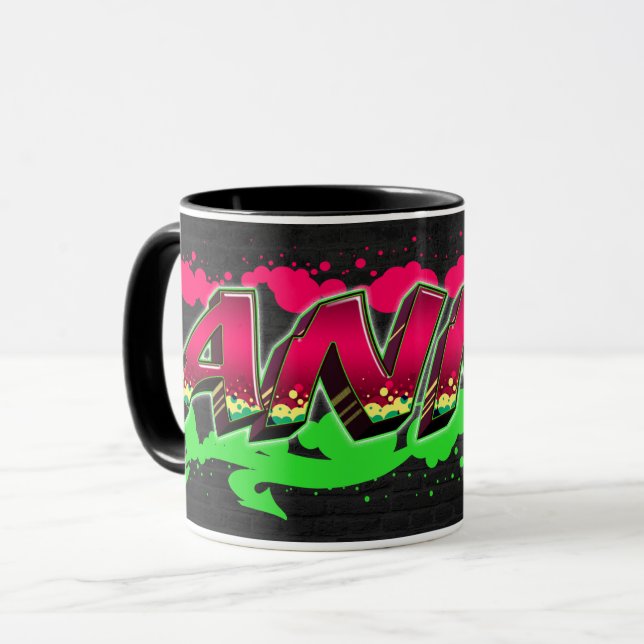 Anna Vorname Name Graffiti red green Tasse Mug (Front Left)