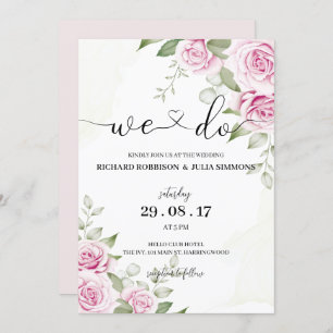 ANNA Wedding Invitation / We Do, Watercolor Pink